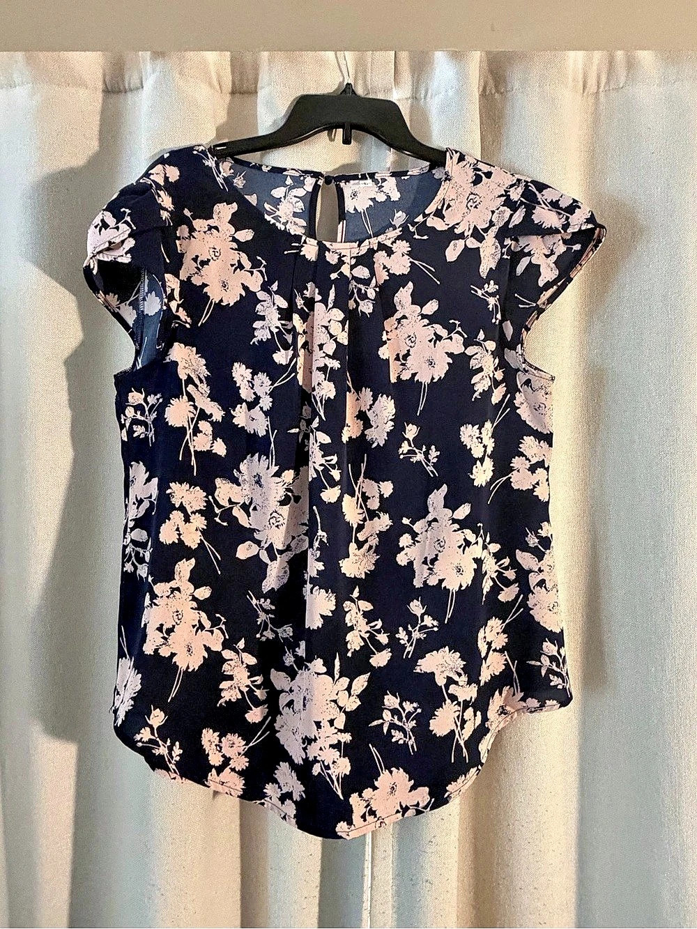 Floral Short Sleeve Blouse in Blue & Pink